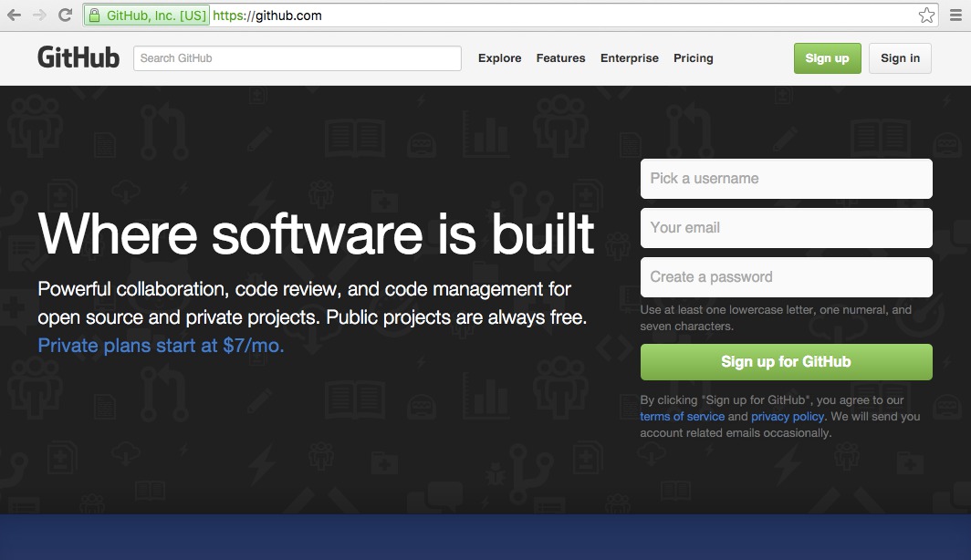 Image showing GitHub front page